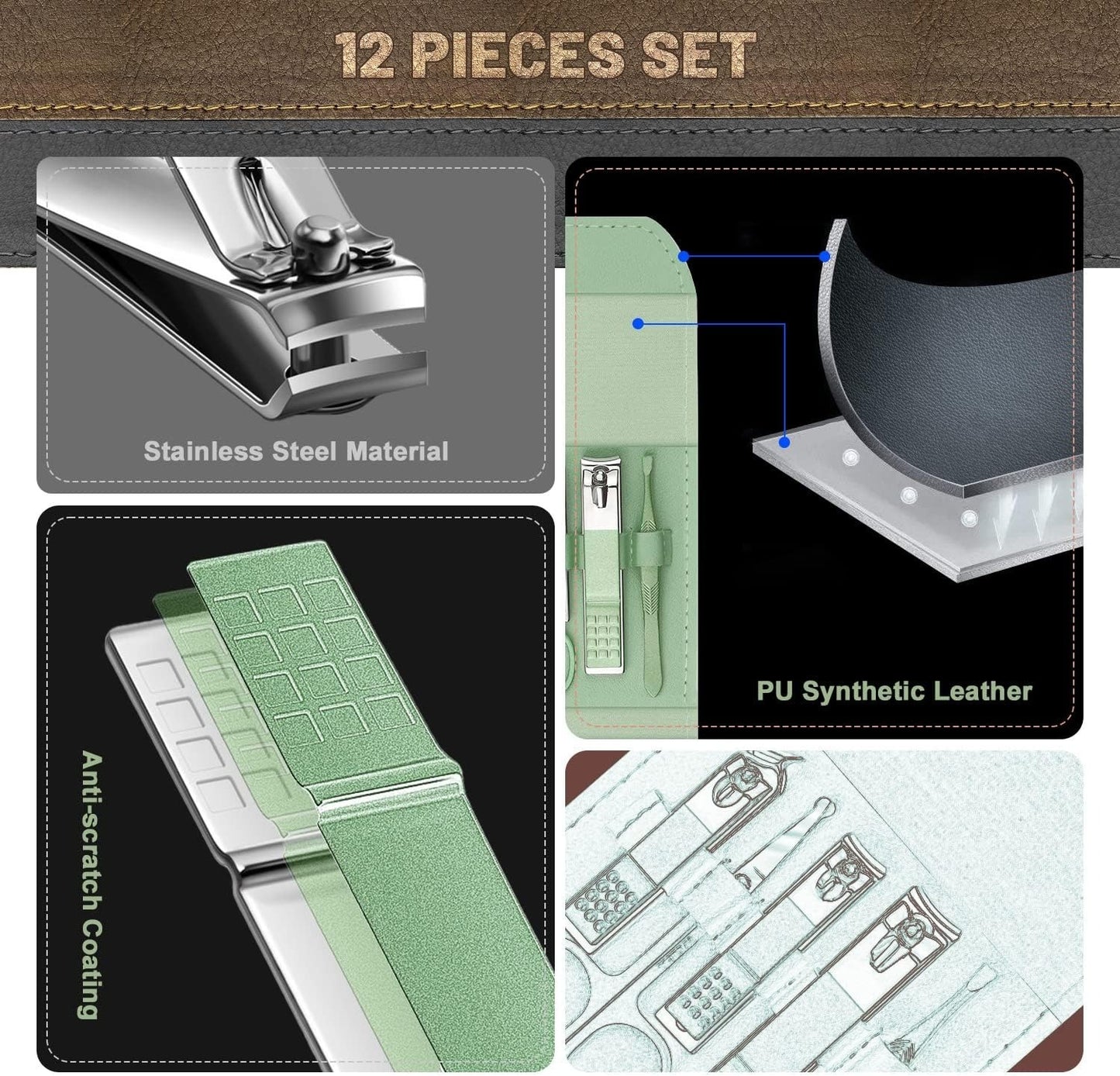 12 Pcs Manicure Pedicure Kit – Care From Home – Best Quality Manicure Pedicure Kit (random Color)